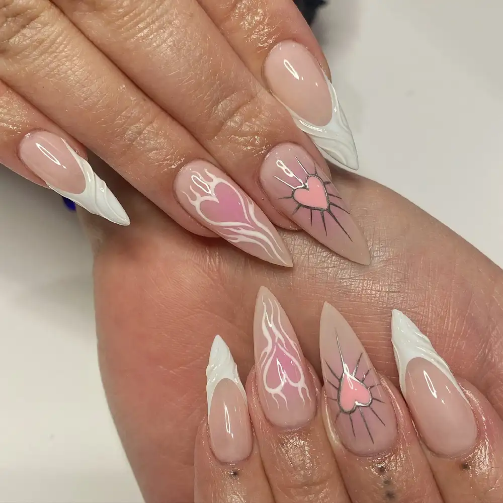 pink valentines nails