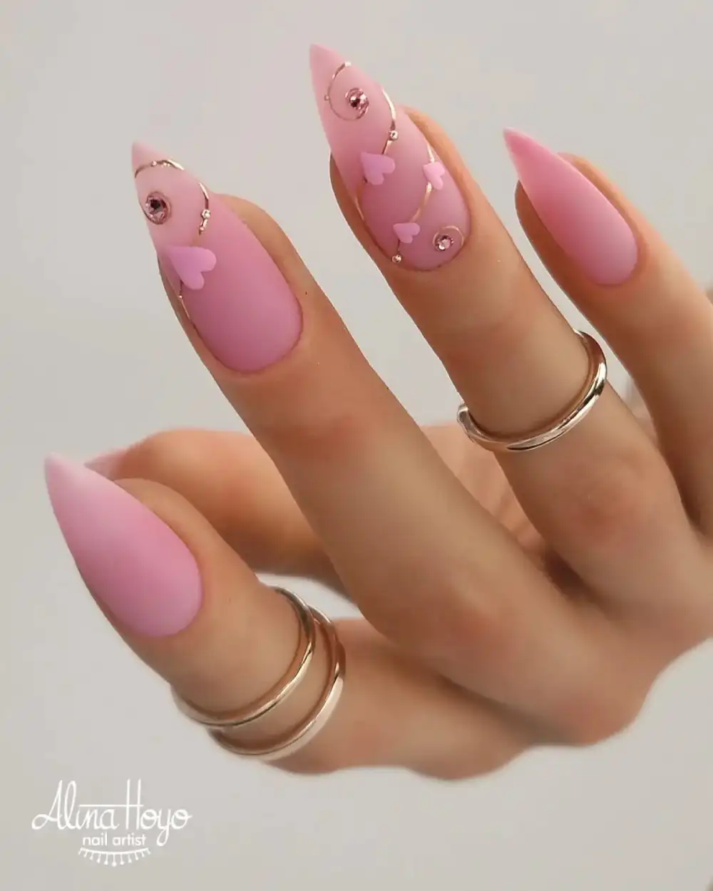pink valentines nails