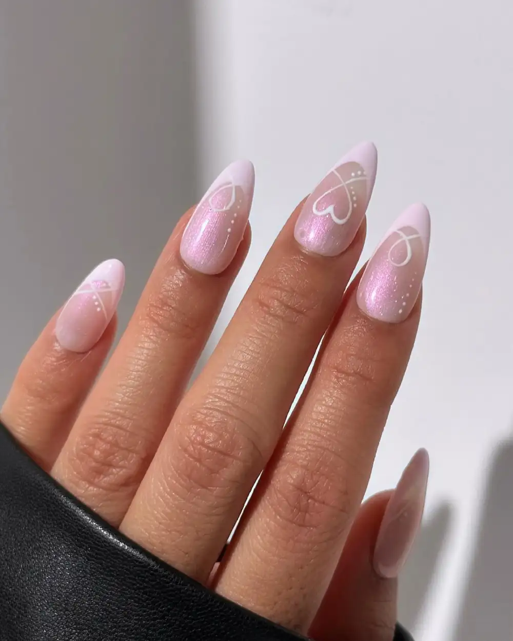 pink valentines nails