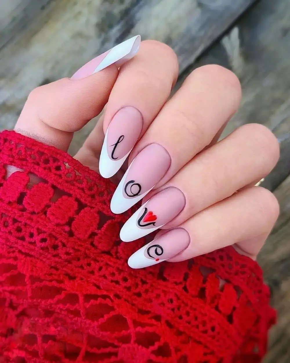 pink valentines nails
