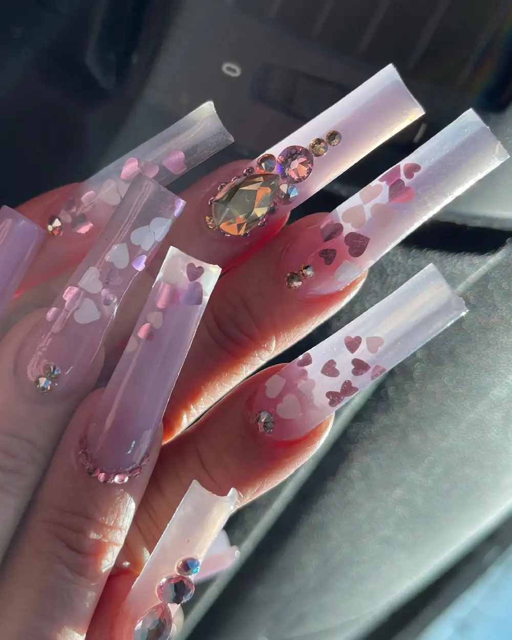 pink valentines nails