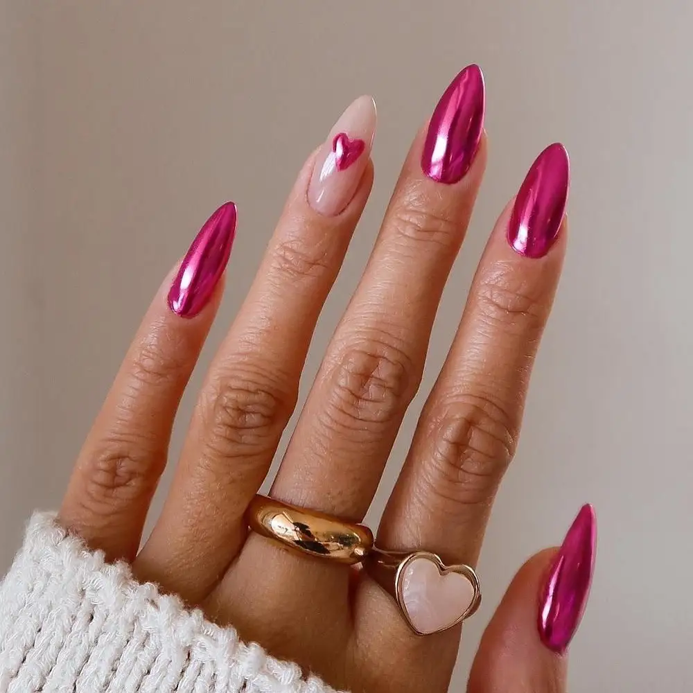 pink valentines nails