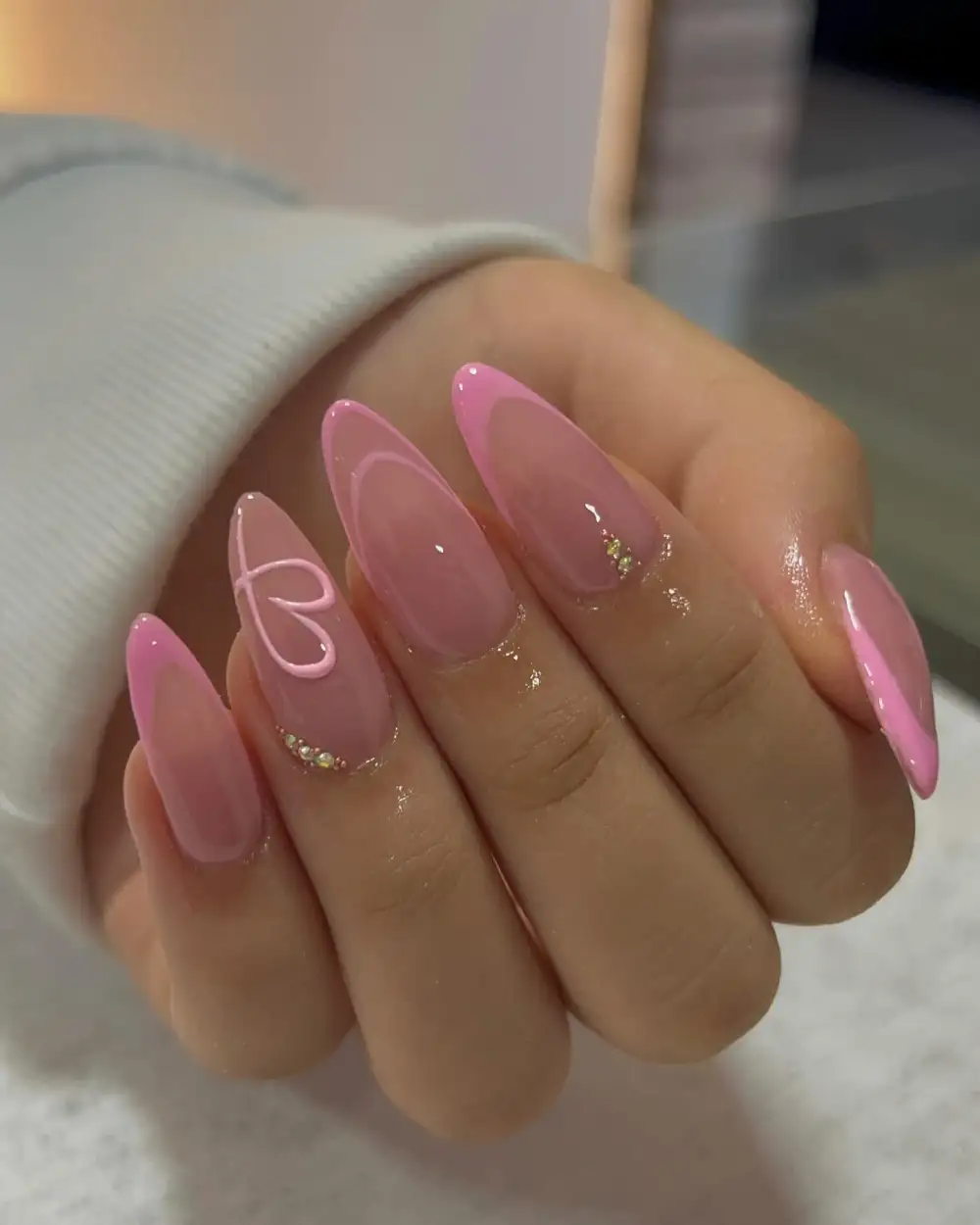 pink valentines nails