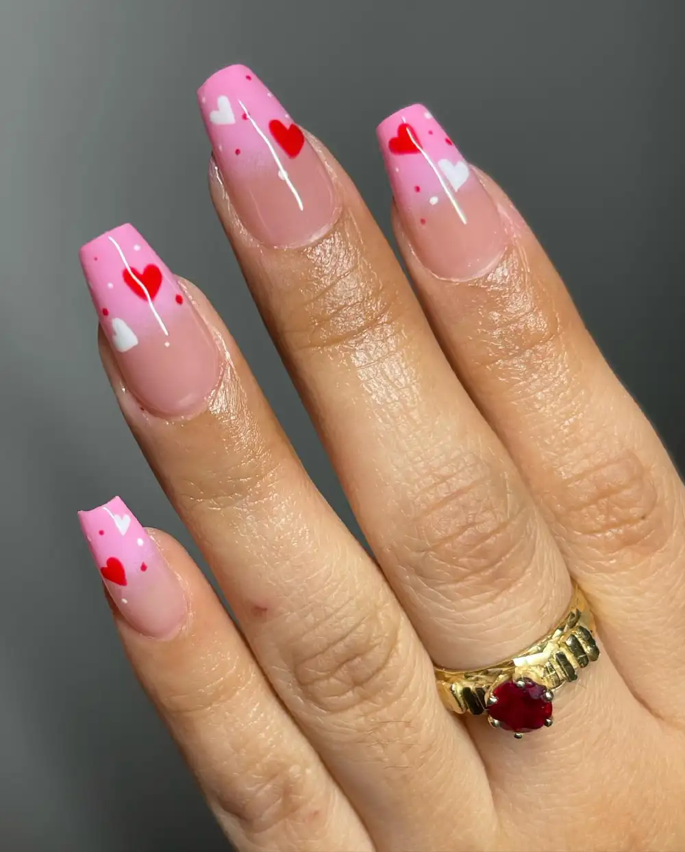 pink valentines nails