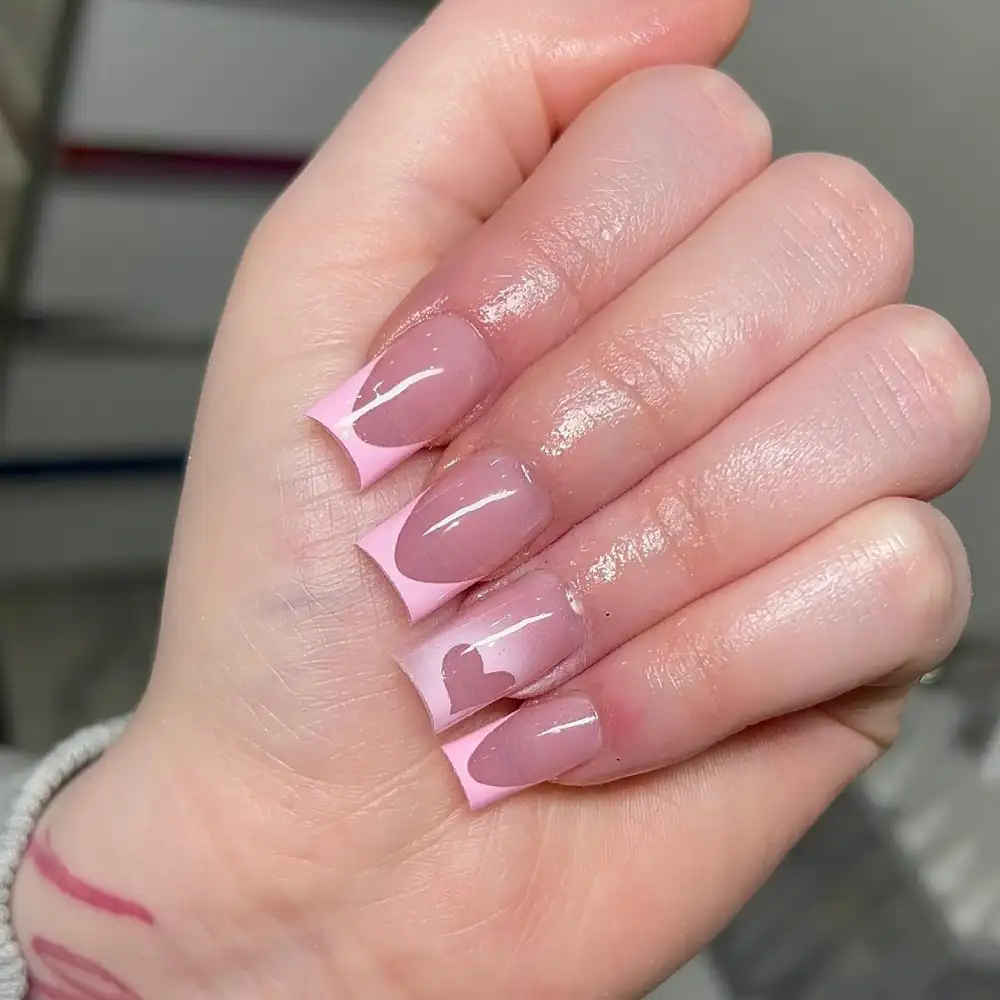 pink valentines nails