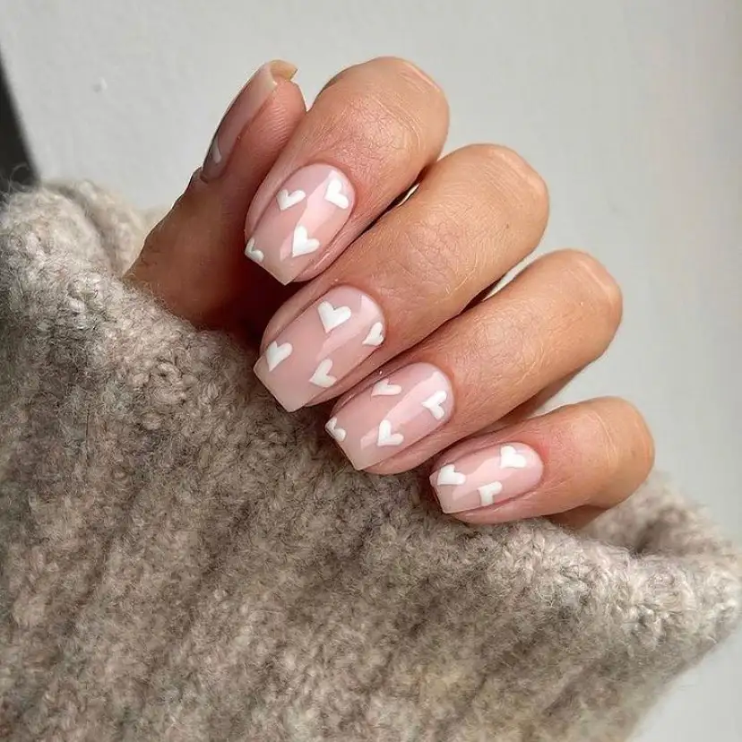 pink valentines nails