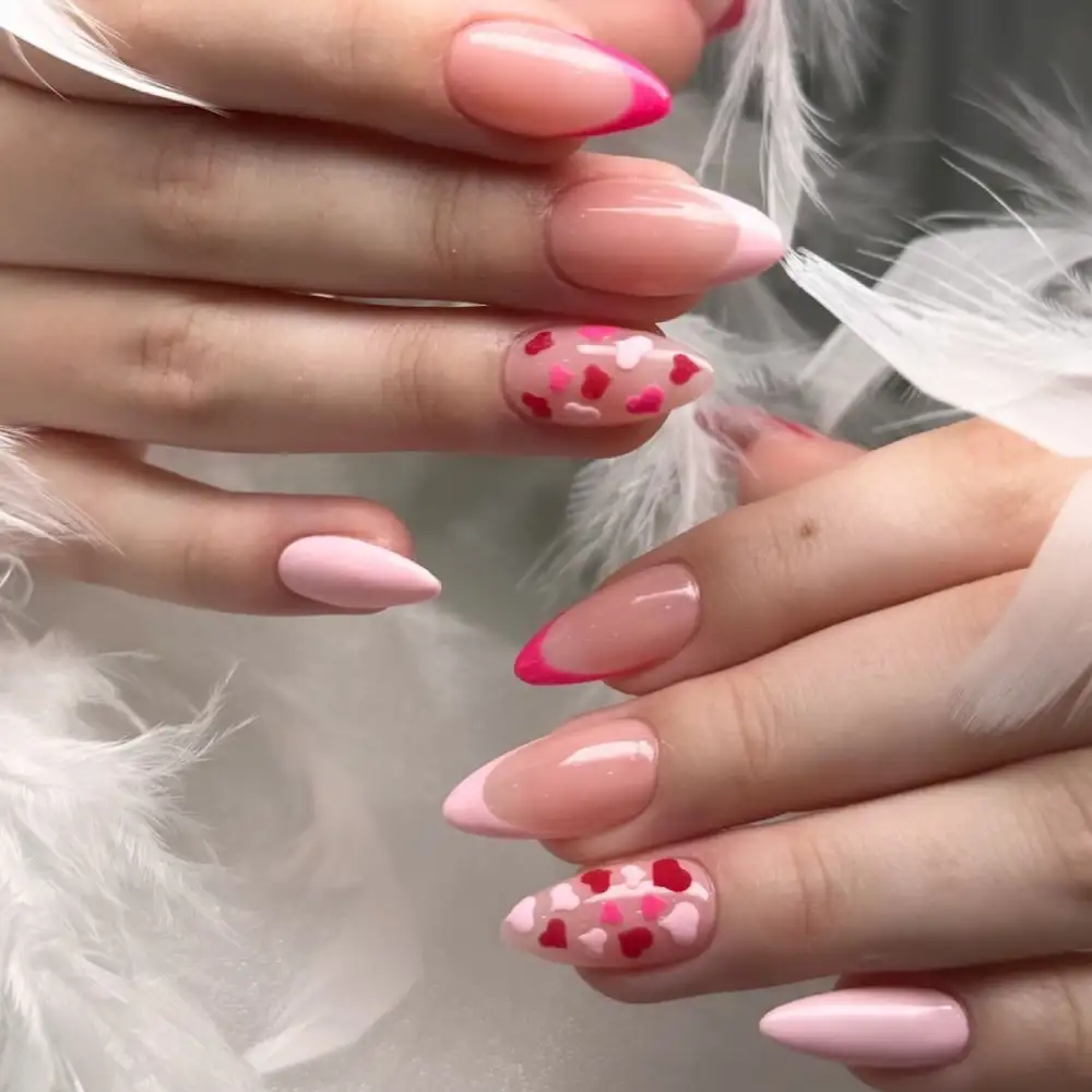 pink valentines nails
