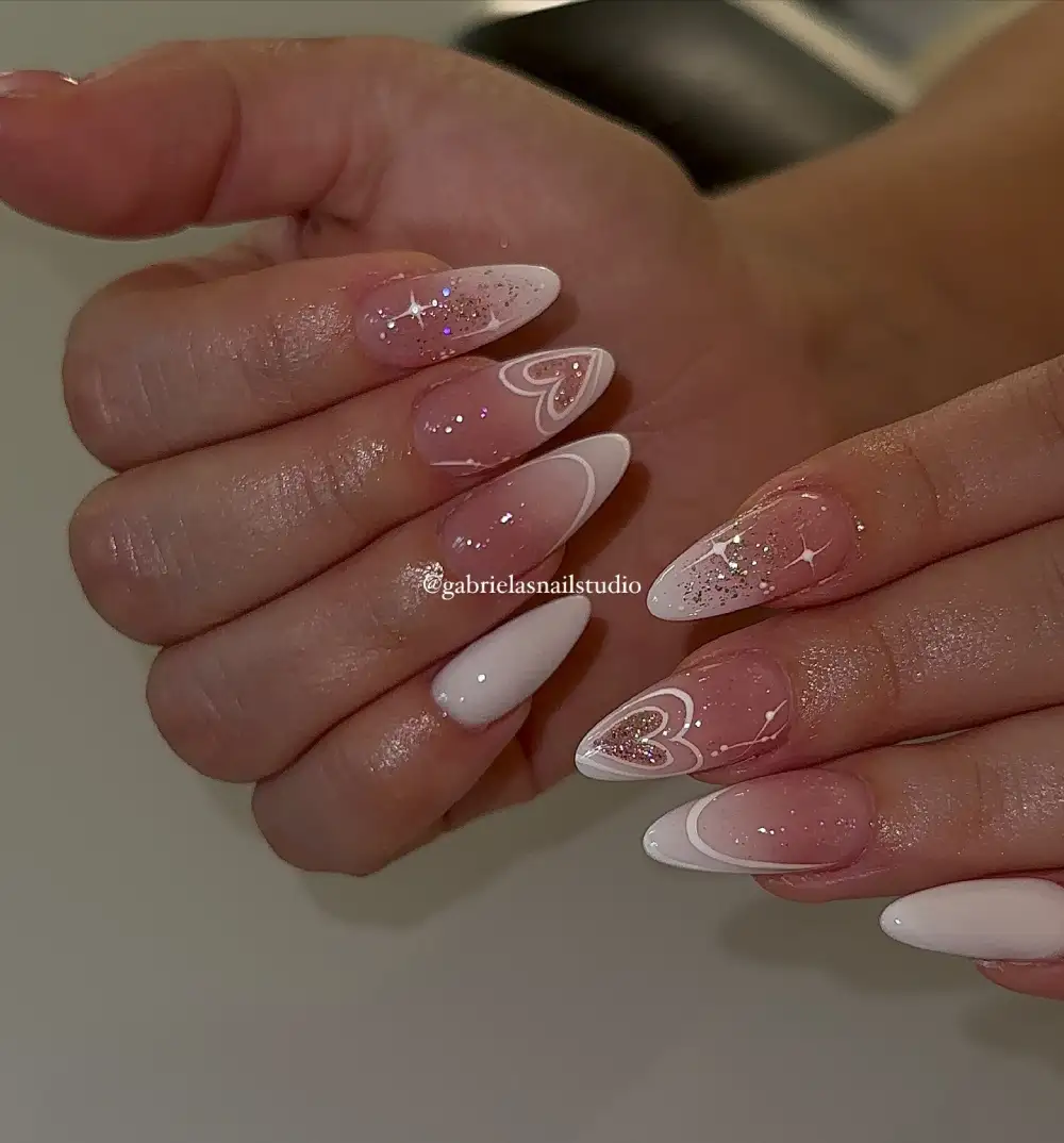 pink valentines nails