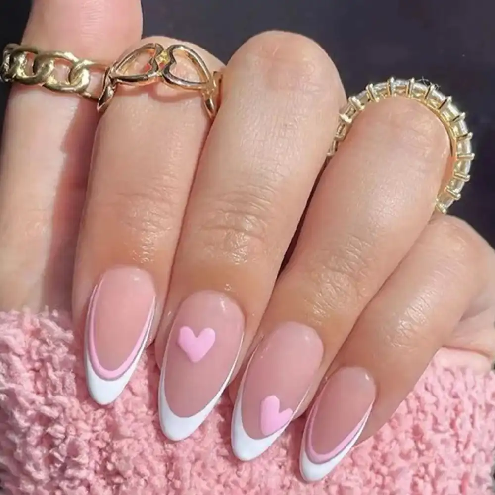 pink valentines nails