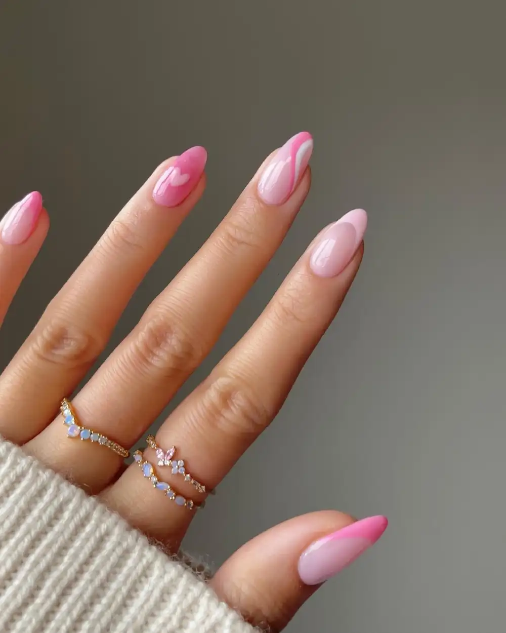 pink valentines nails