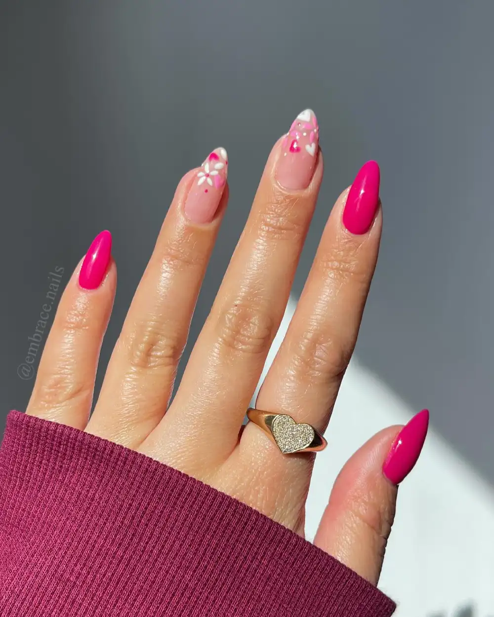 pink valentines nails