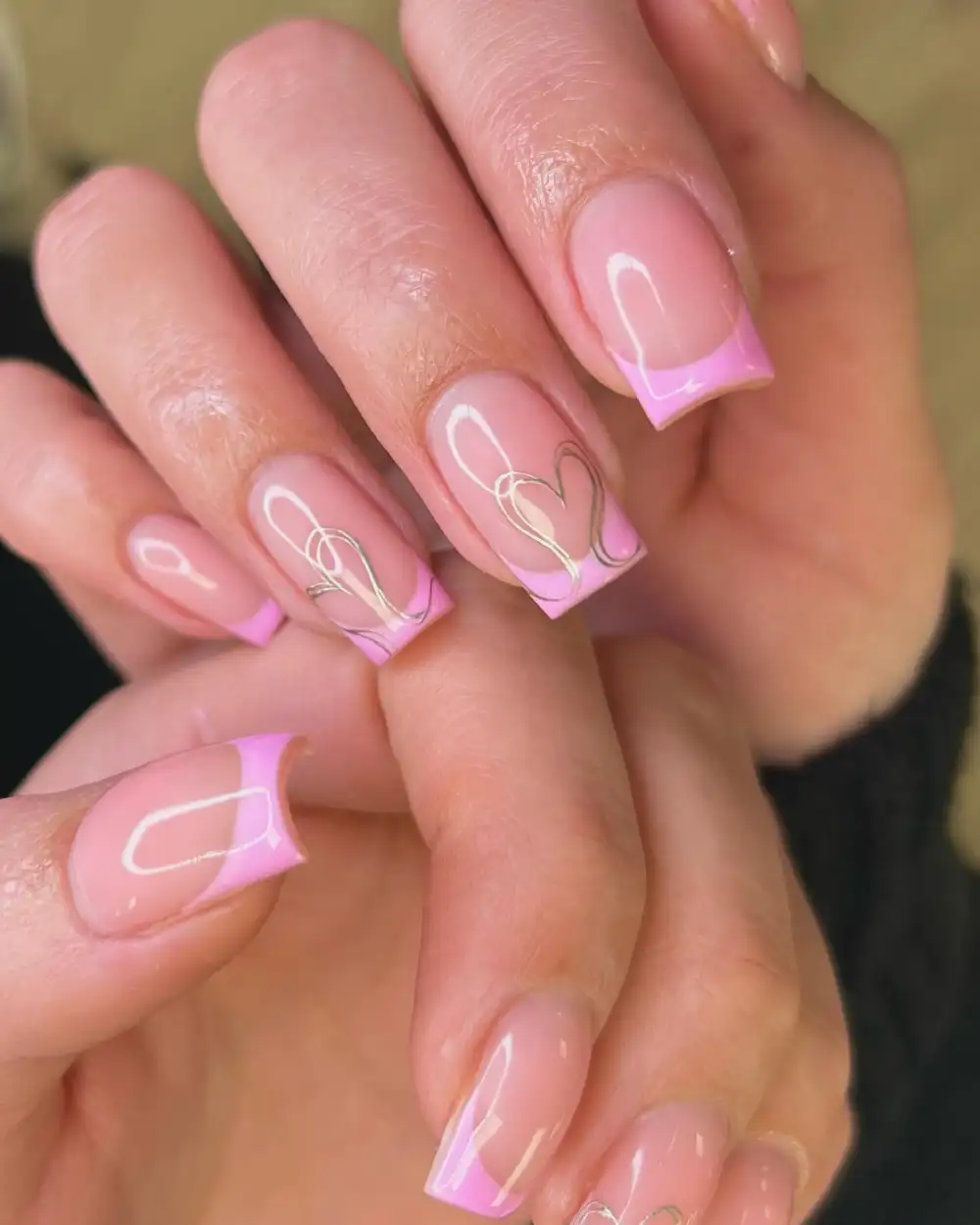 pink valentines nails