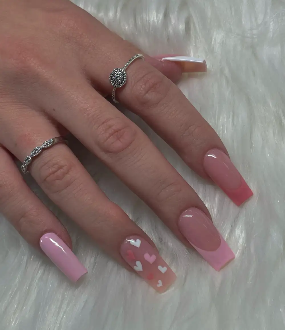 pink valentines nails