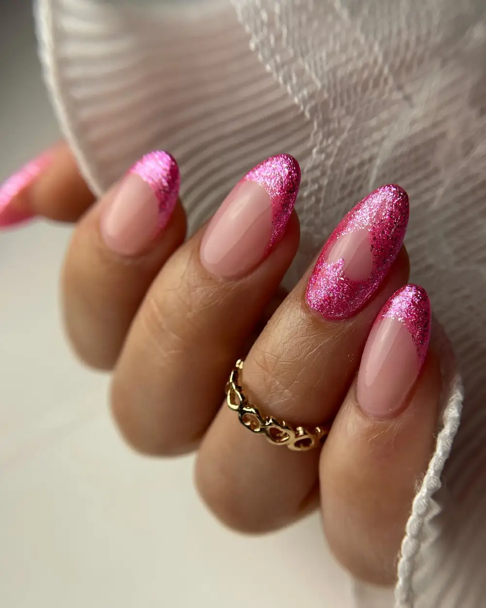 pink valentines nails