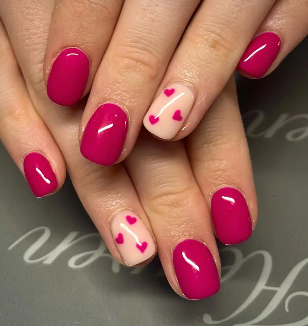 pink valentines nails