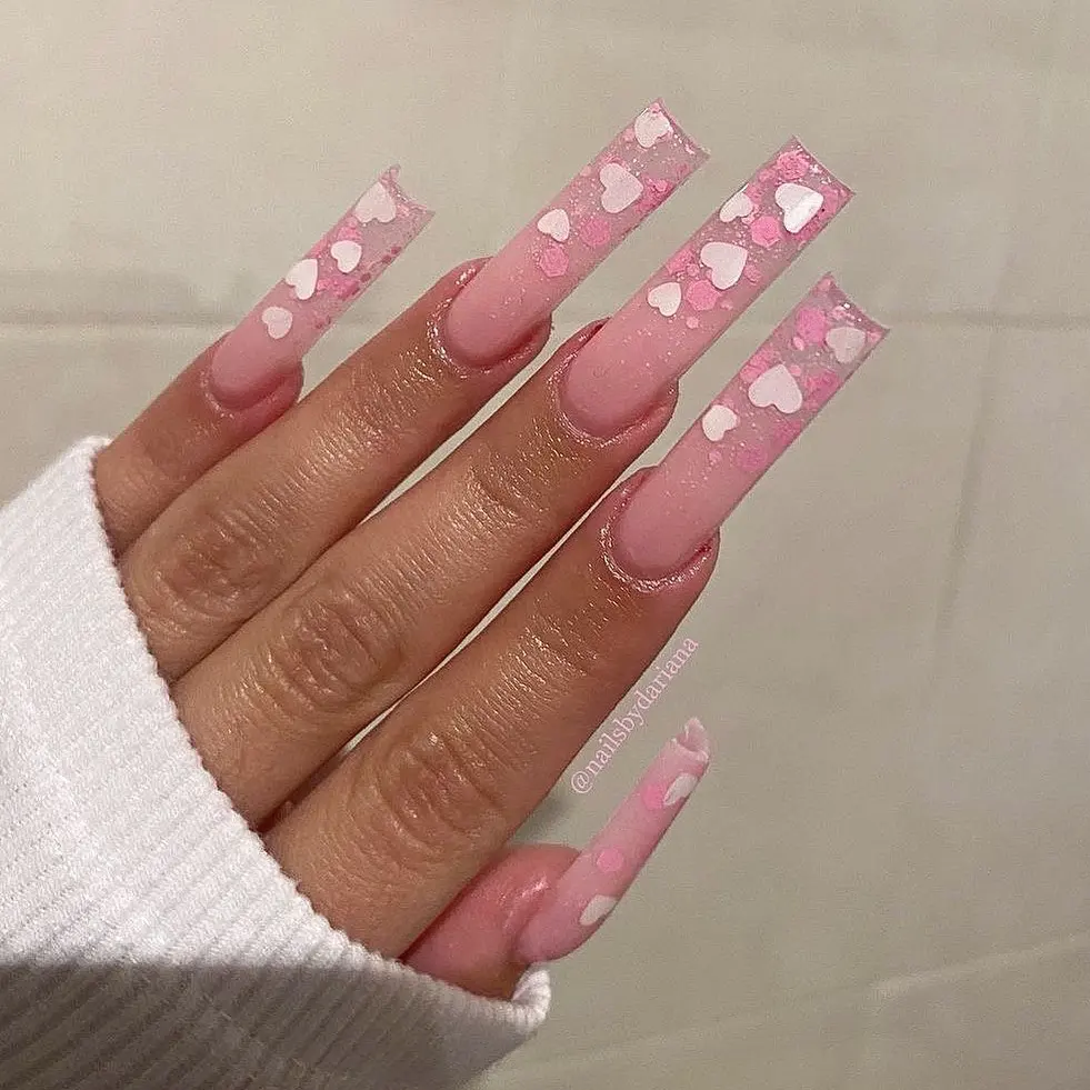 pink valentines nails