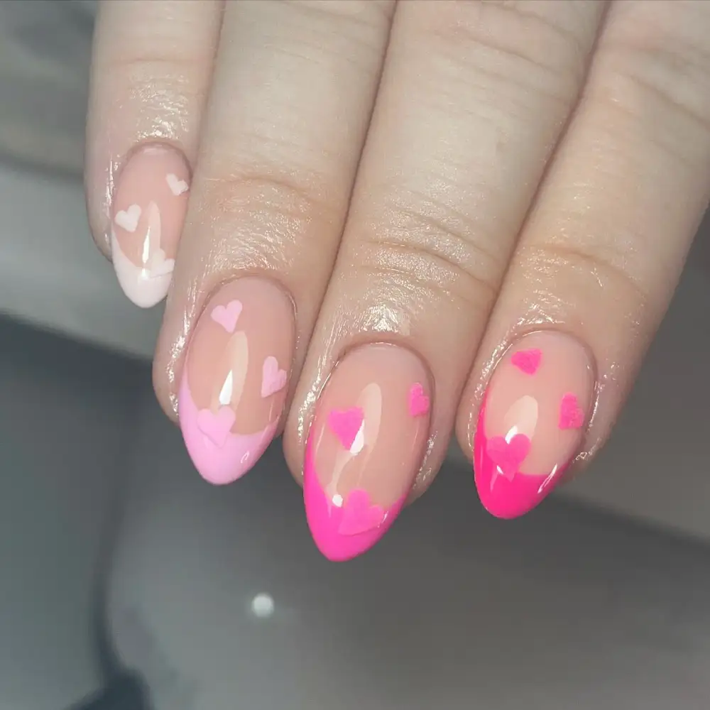 pink valentines nails