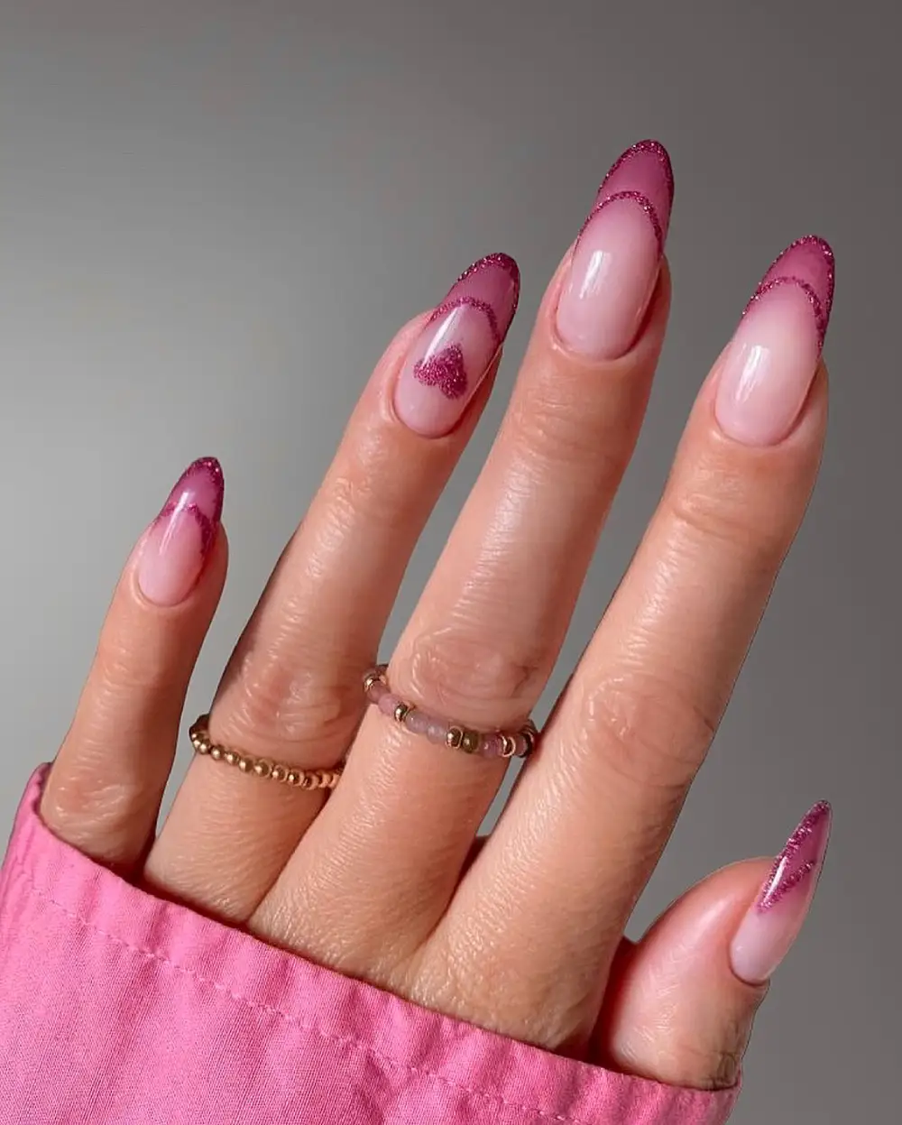 pink valentines nails