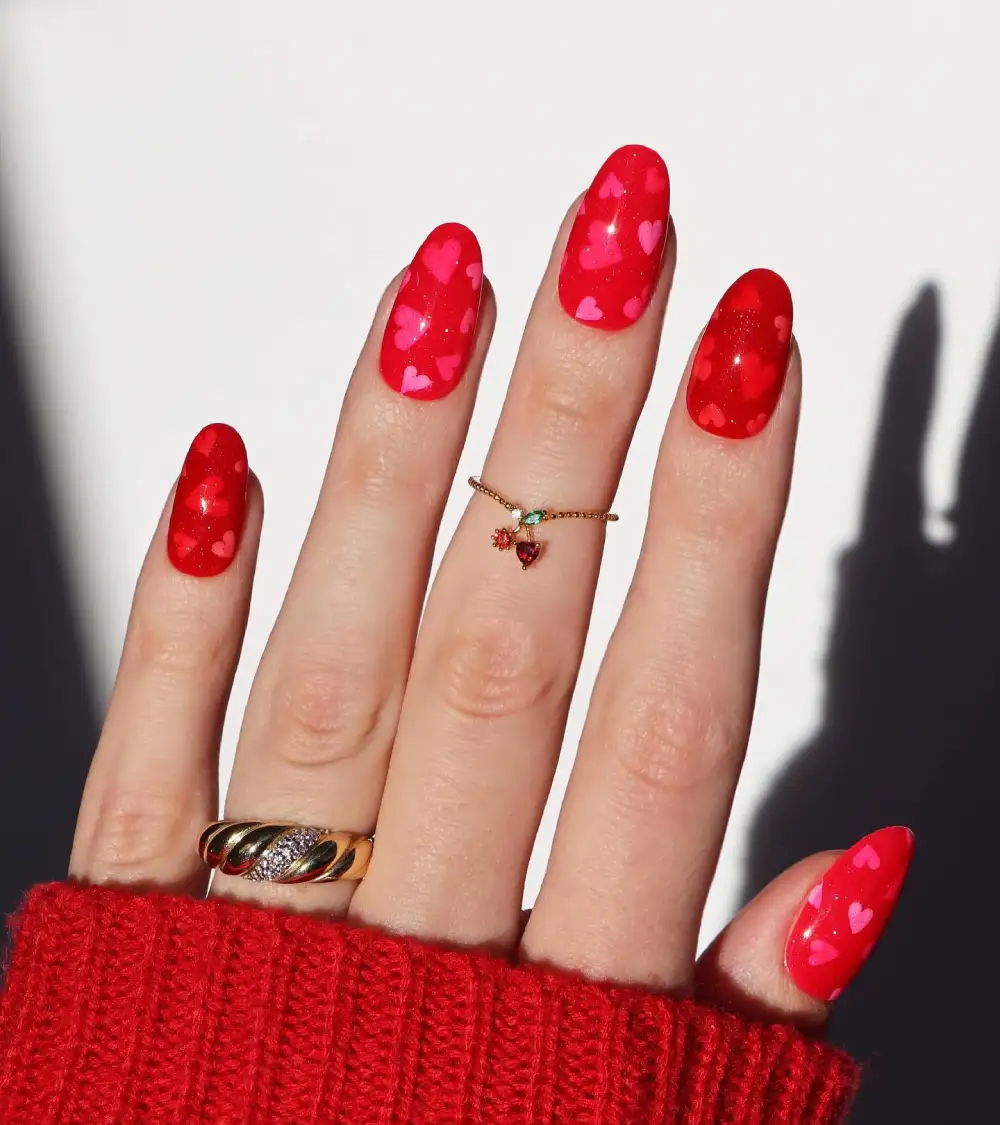 red valentines nails