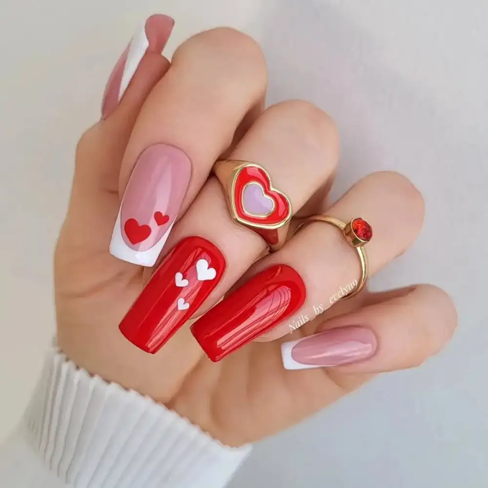 red valentines nails