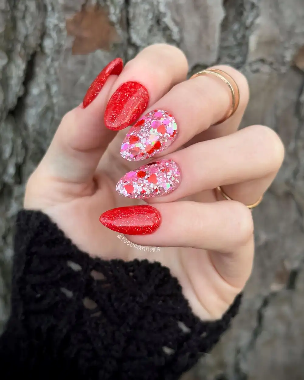 red valentines nails