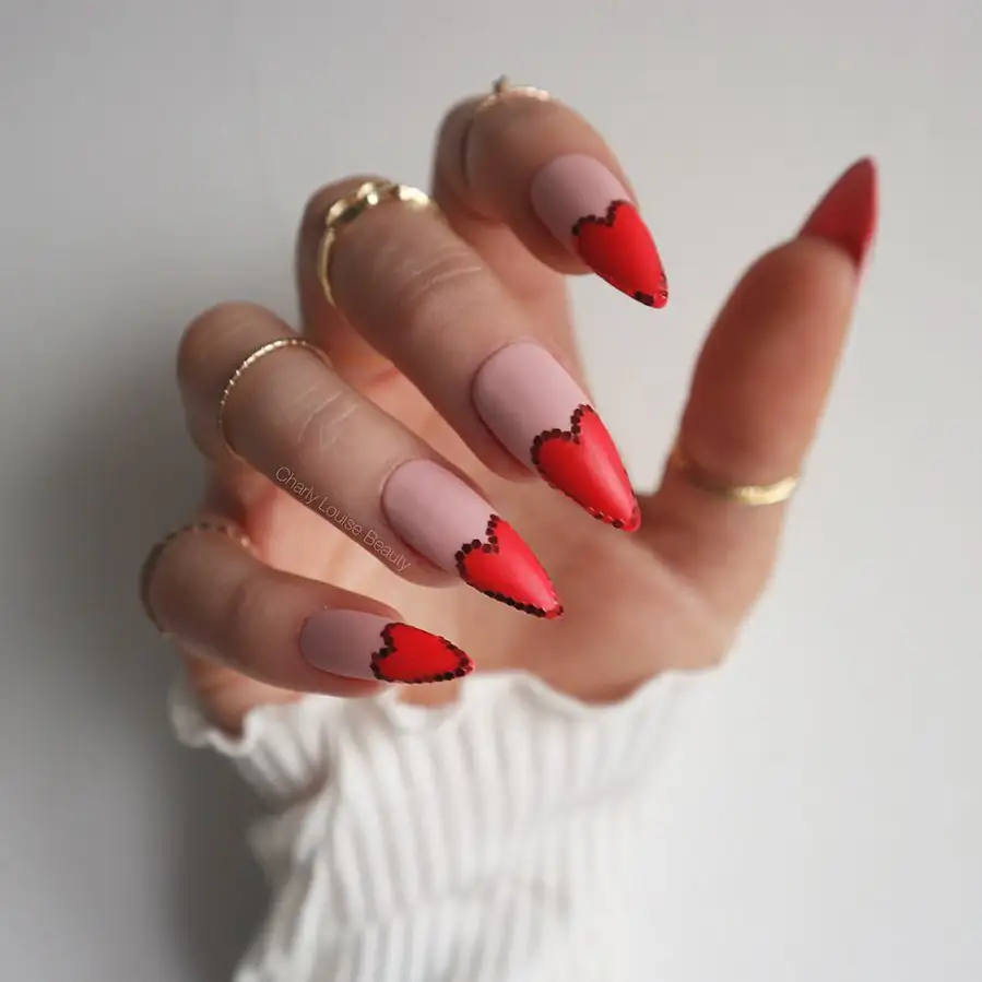red valentines nails