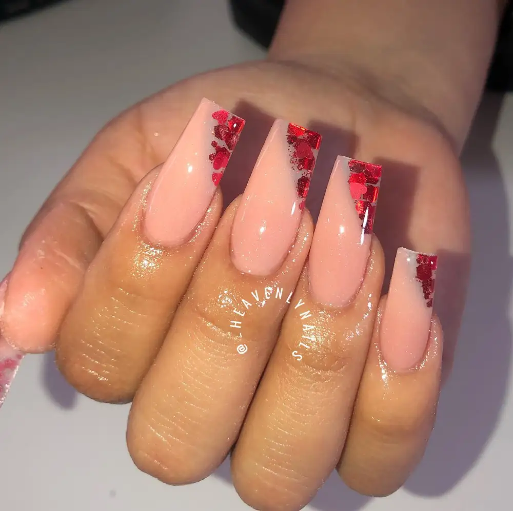 red valentines nails