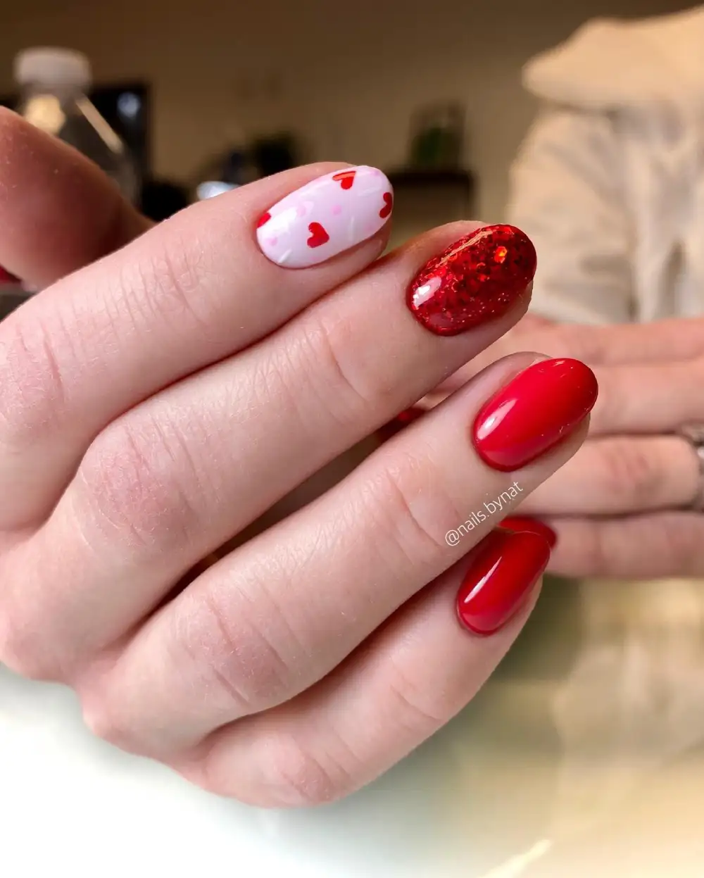 red valentines nails