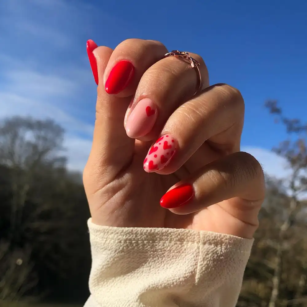 red valentines nails