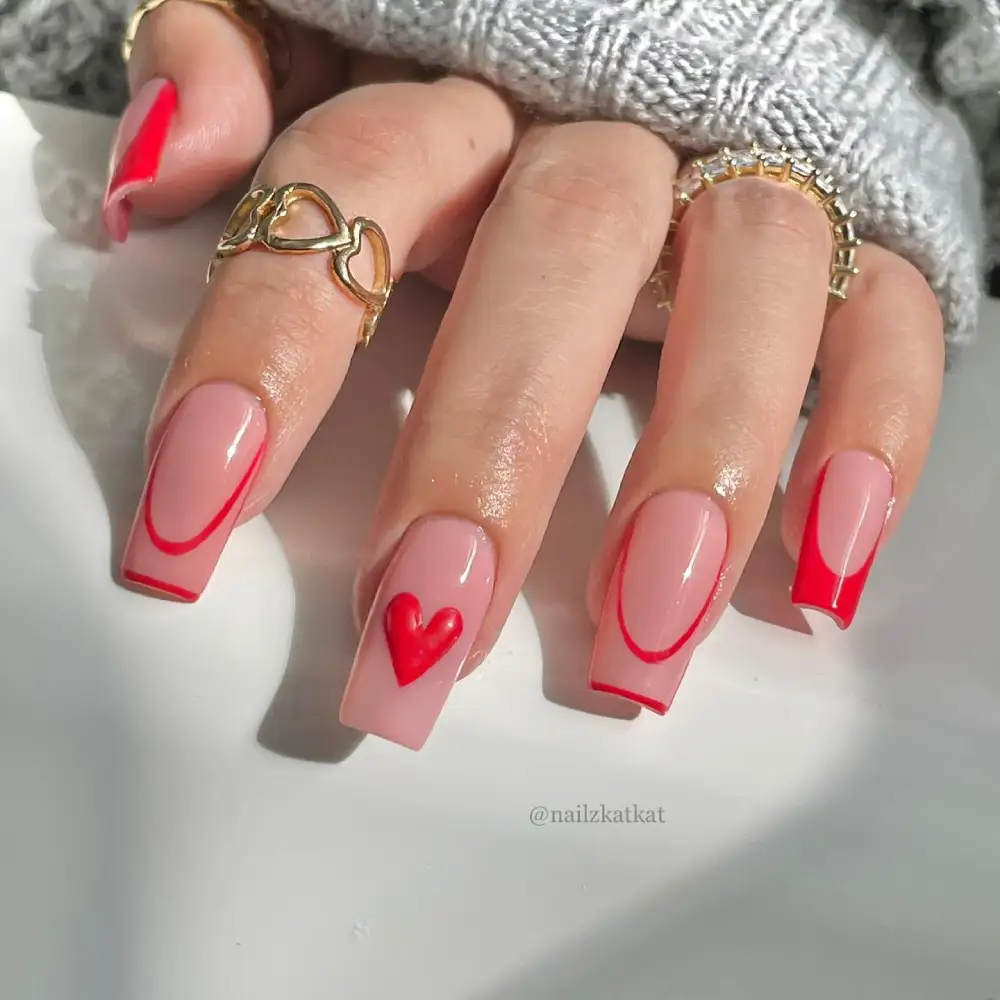 red valentines nails