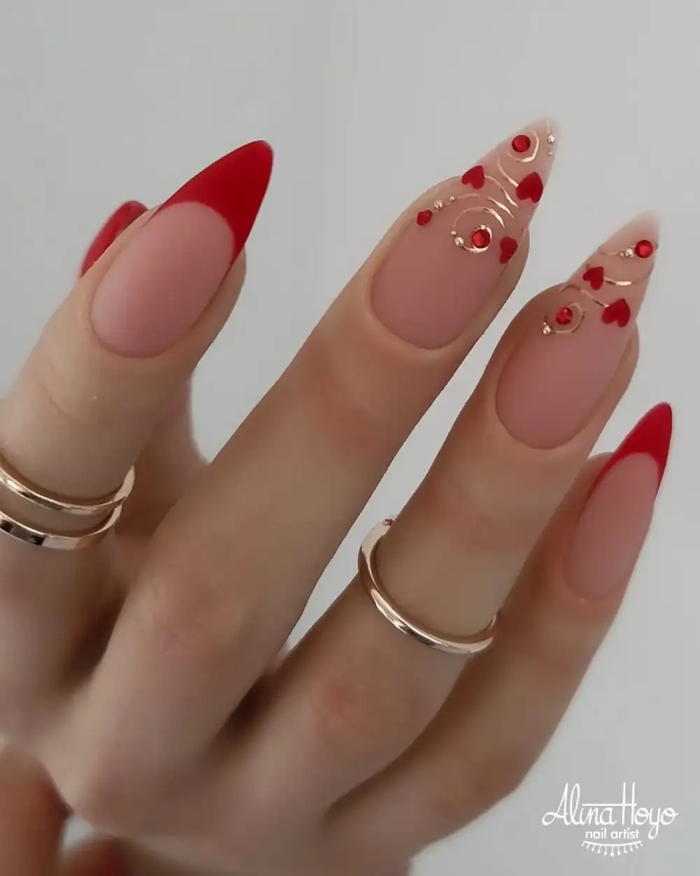 red valentines nails