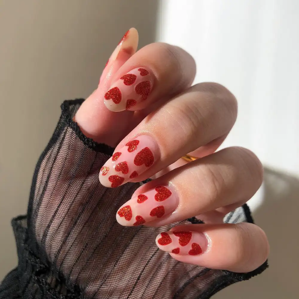 red valentines nails