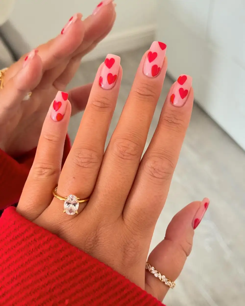 red valentines nails
