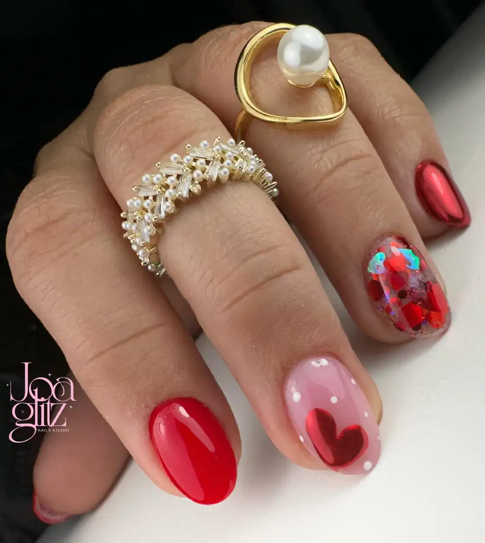 red valentines nails