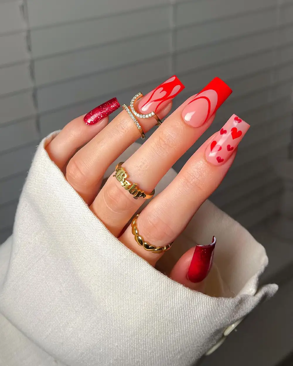 red valentines nails