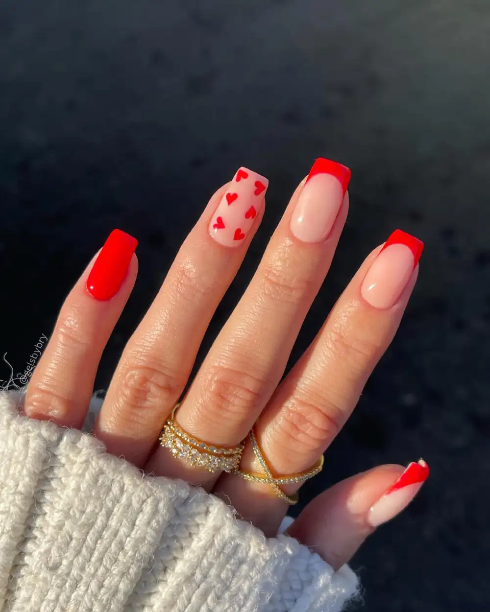 red valentines nails