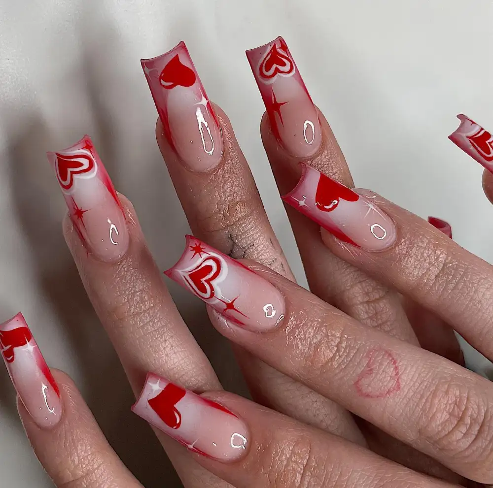red valentines nails