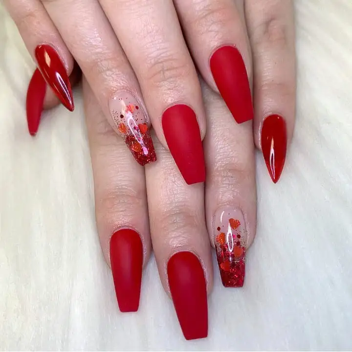 red valentines nails