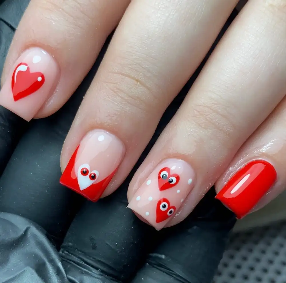red valentines nails