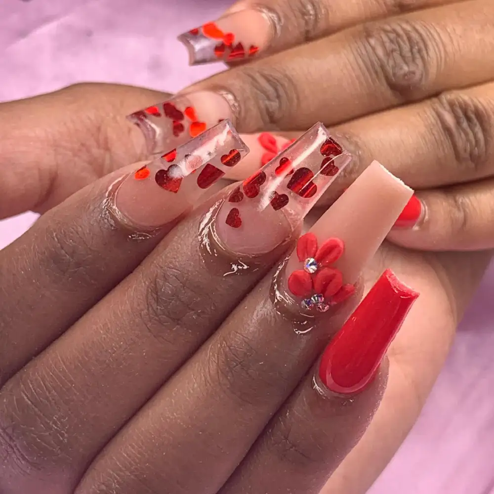 red valentines nails