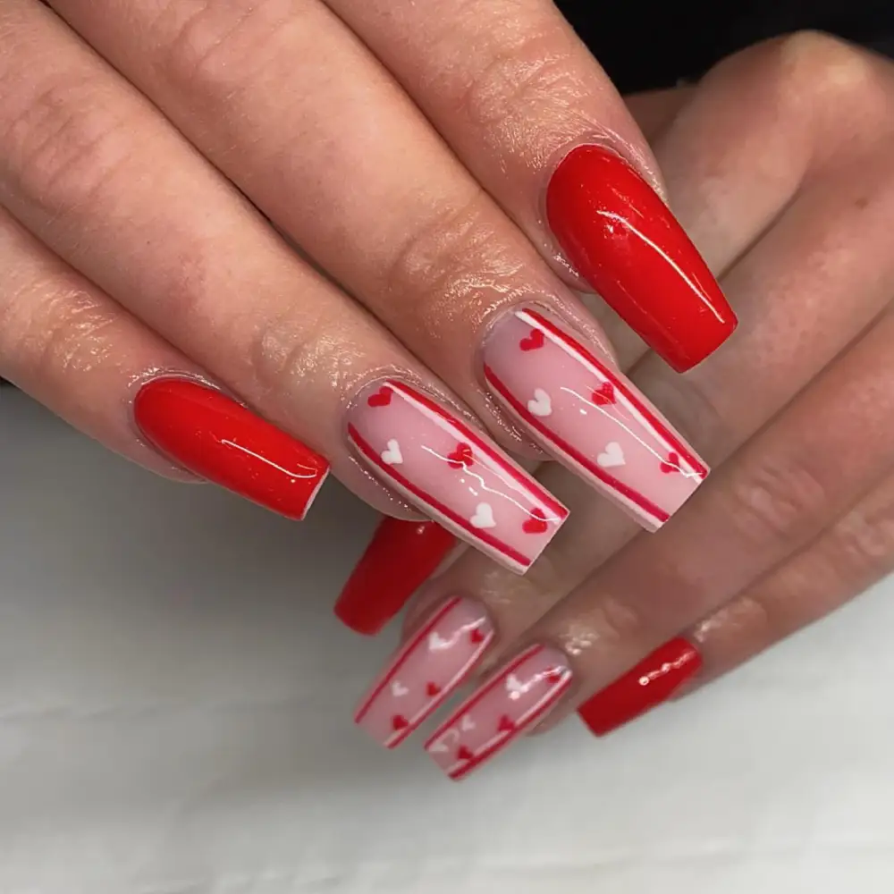 red valentines nails