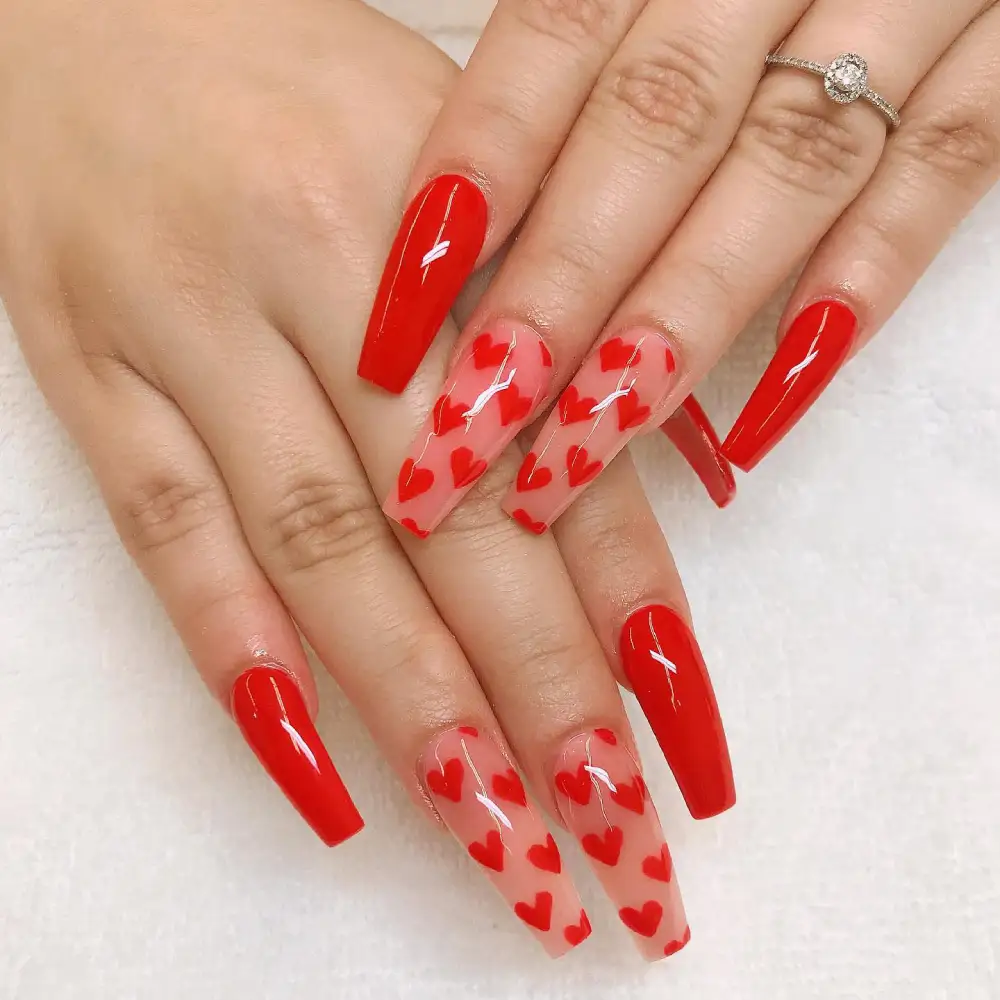 red valentines nails