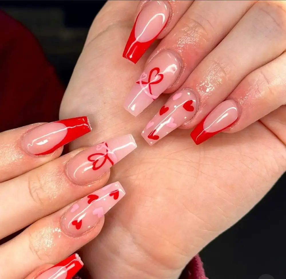 red valentines nails