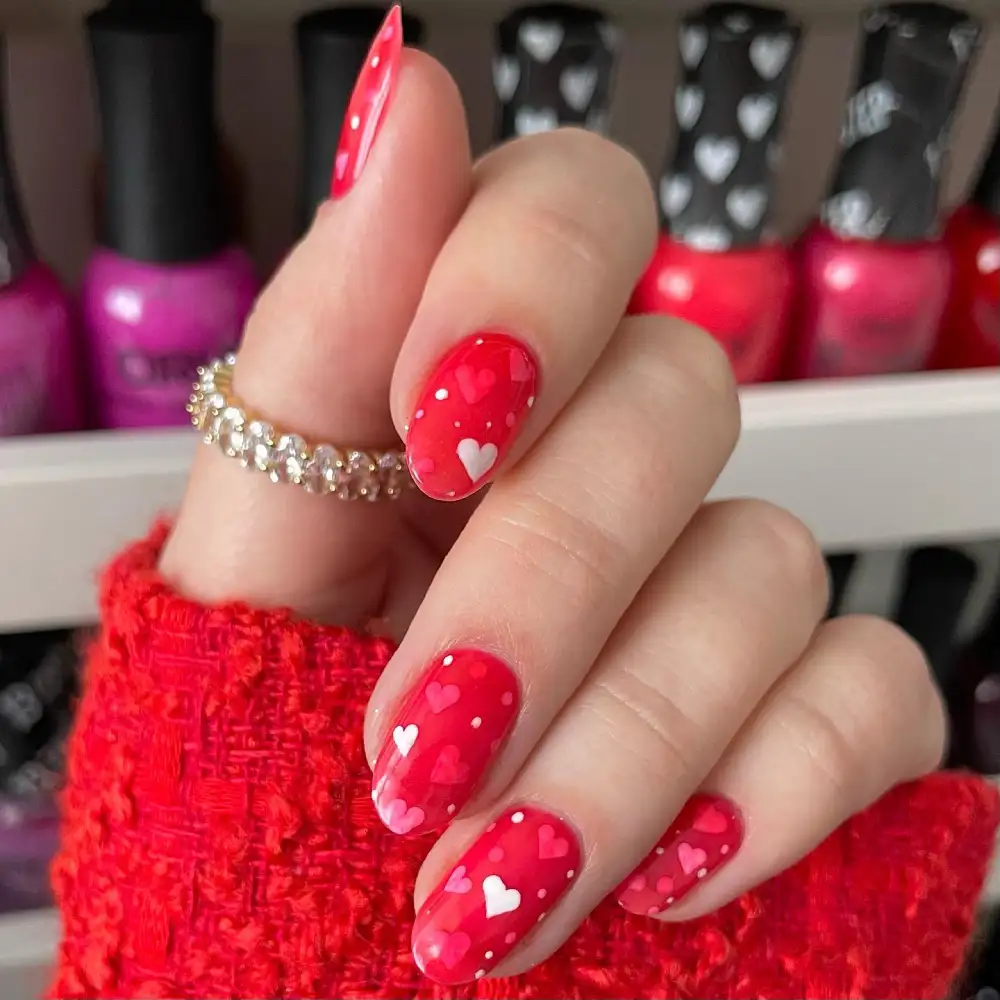 red valentines nails