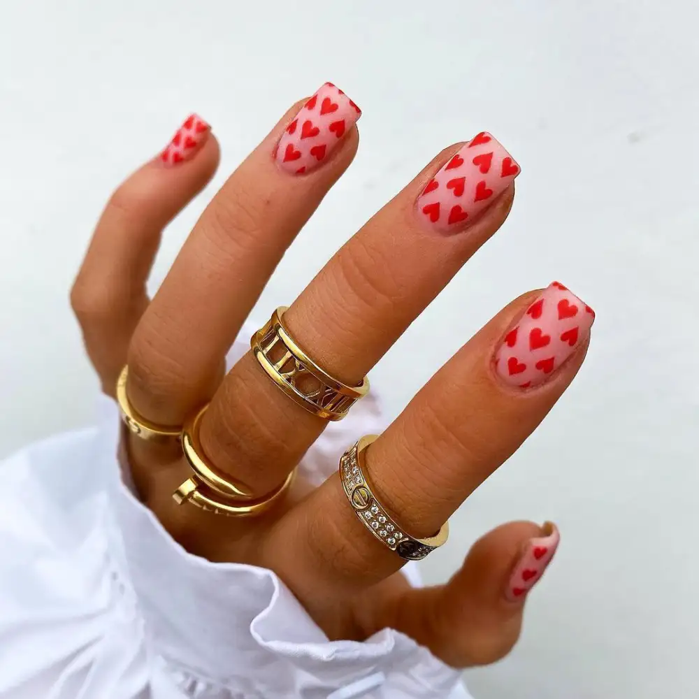 red valentines nails
